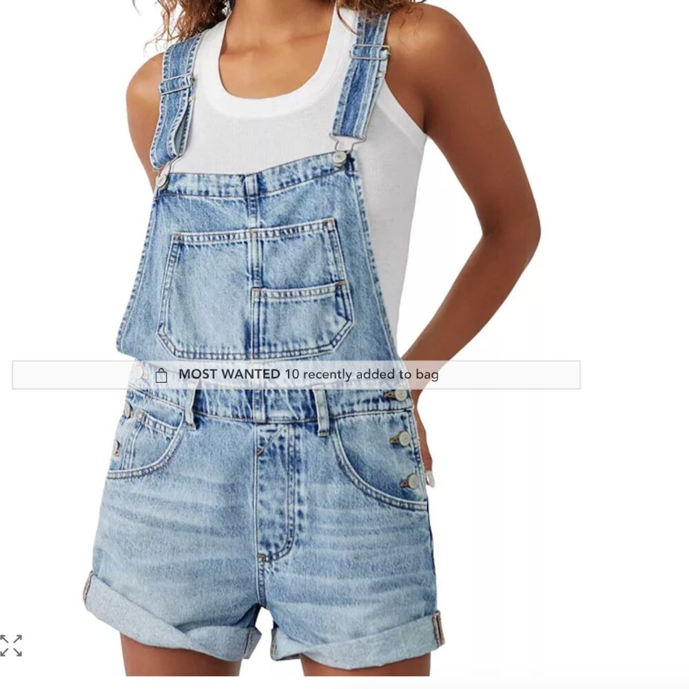 Free People We The Free Ziggy Cotton Denim Romper XS